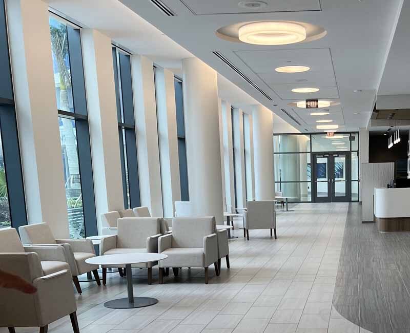 healthcare lobby environment with chairs and crossville tile flooring