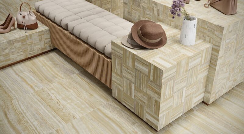 Upscale retail store with Marblique with Visual Touch on floors and walls