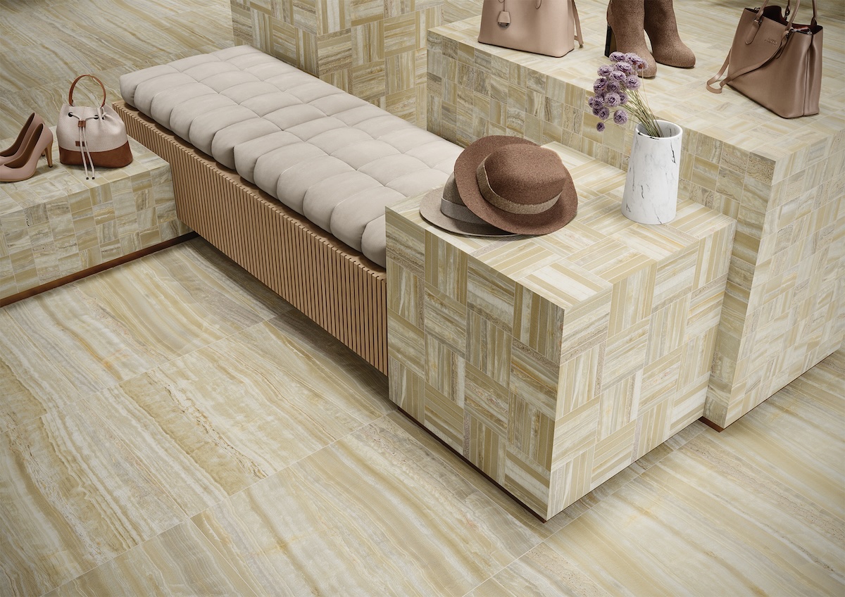 Upscale retail store with Marblique with Visual Touch on floors and walls