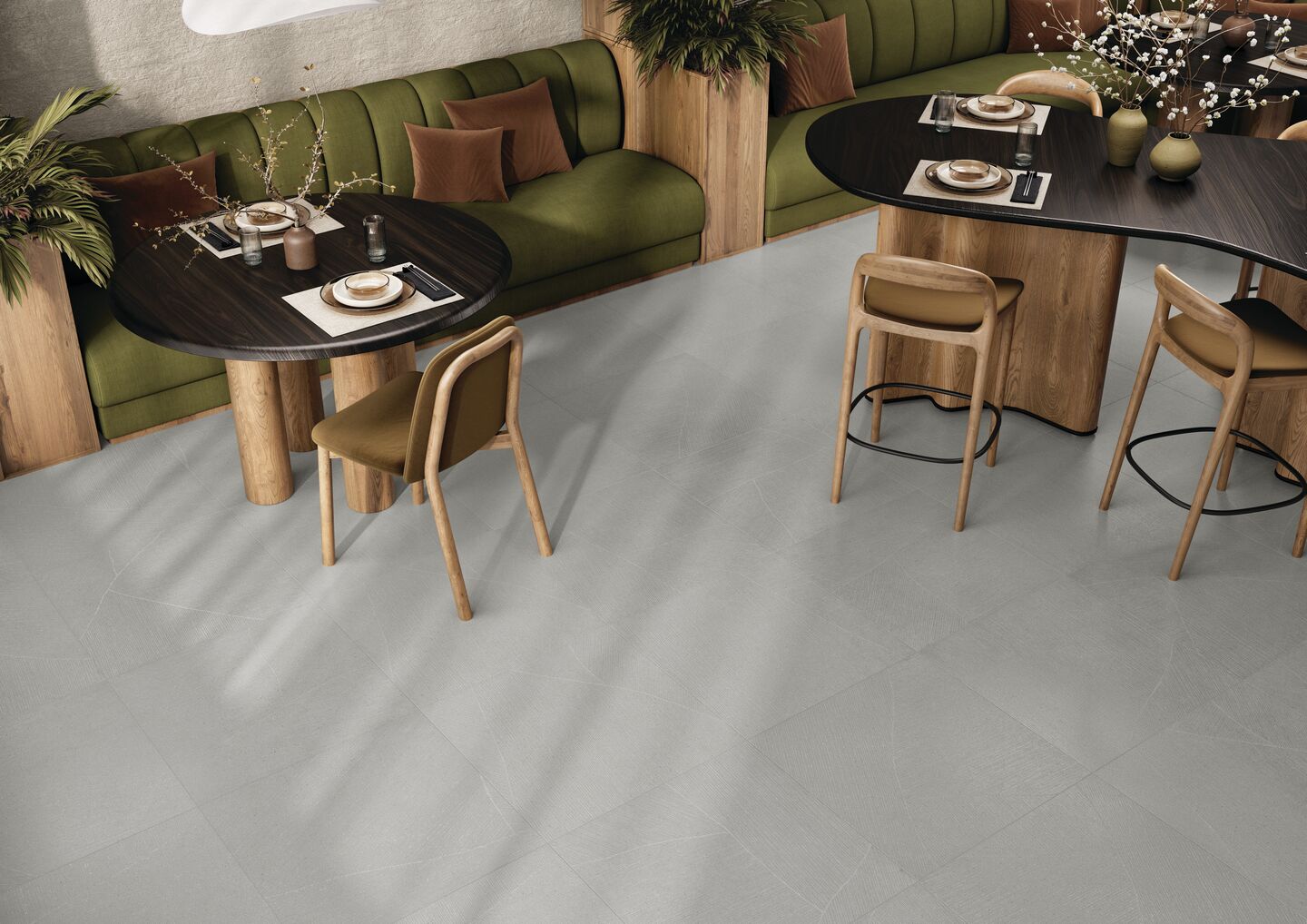 Restaurant floor with Sand Garden in mushroom color 