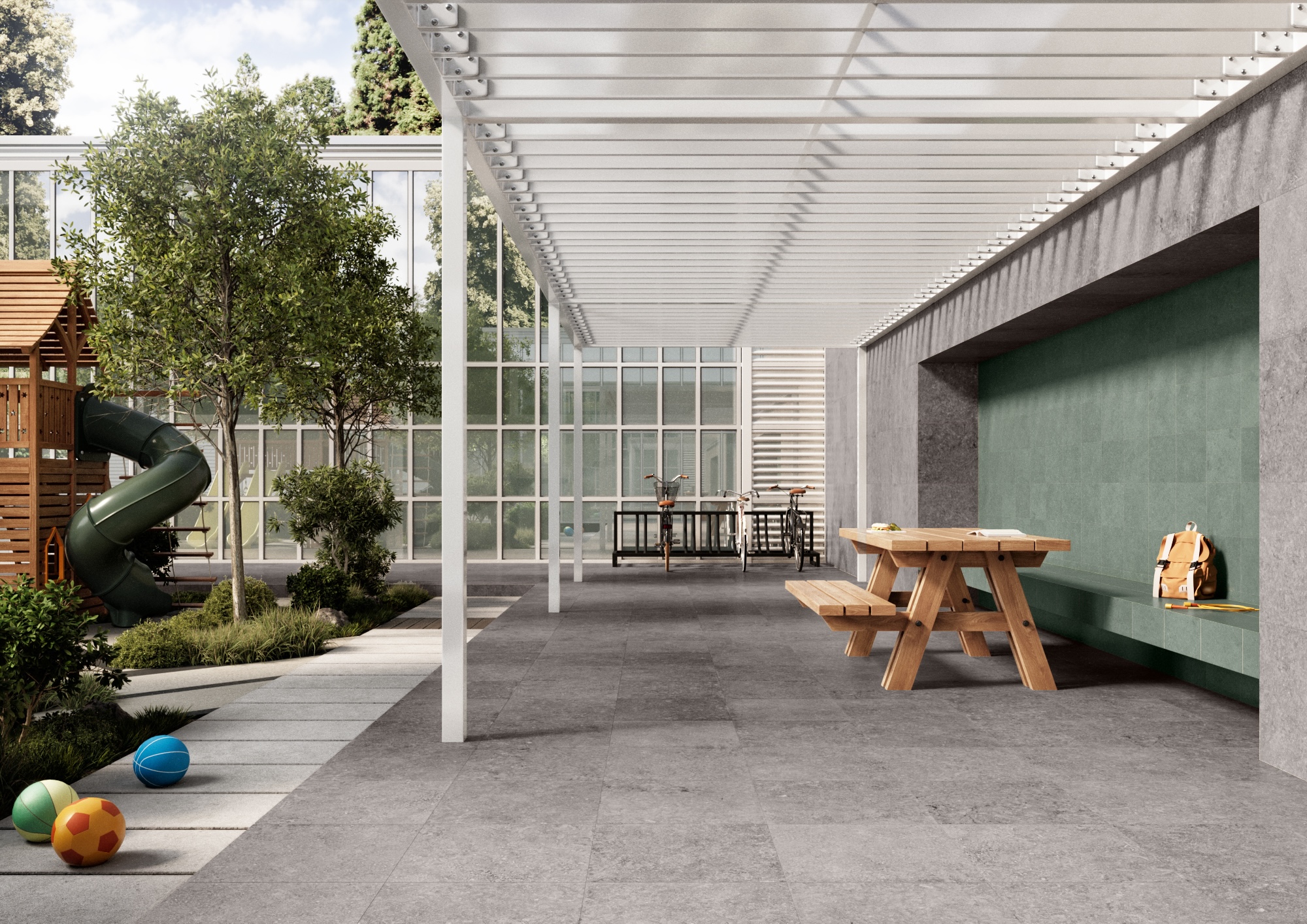 Beljn on outdoor floor and Argent 2.0 on wall