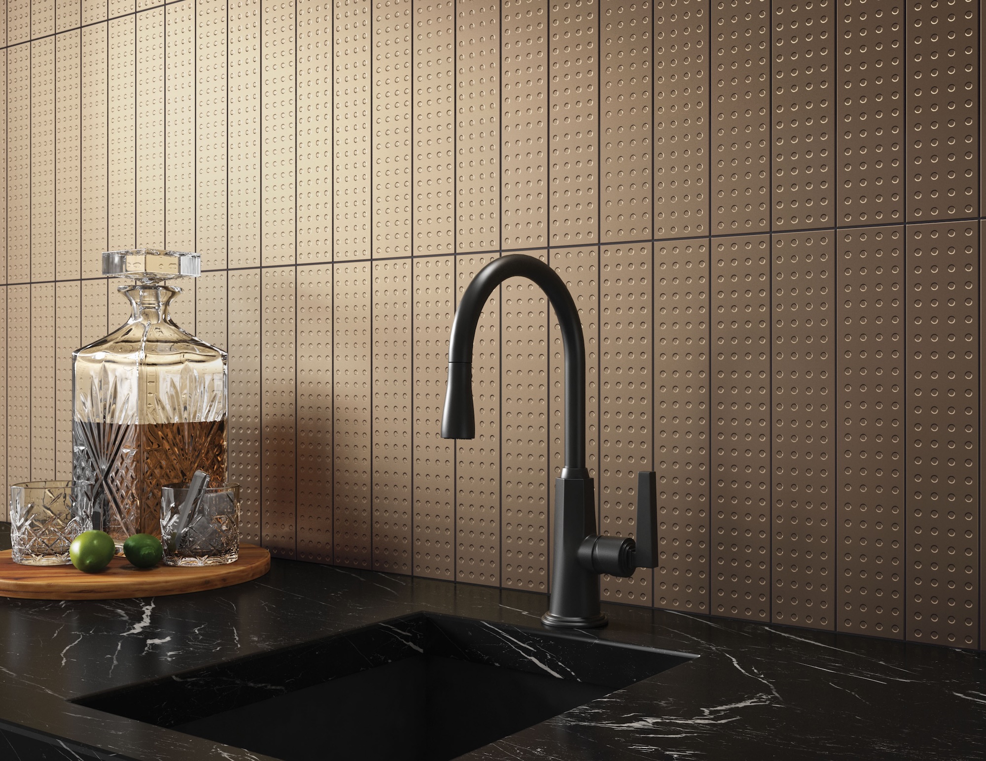 Native Metal Champaign Perforated deco c on bar wall 