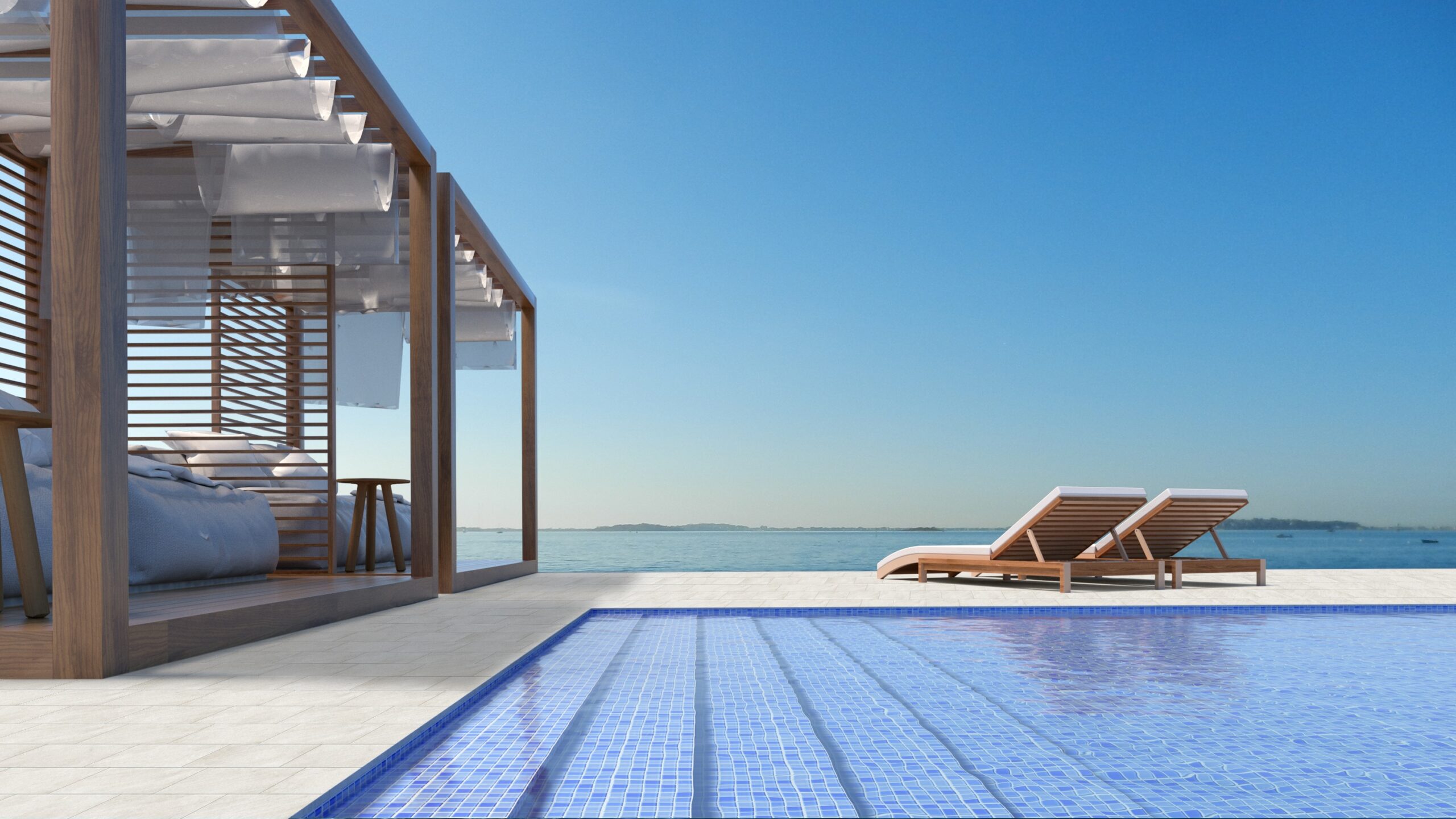 Beach lounge - Sundeck on Sea view for vacation and summer in swimming pool