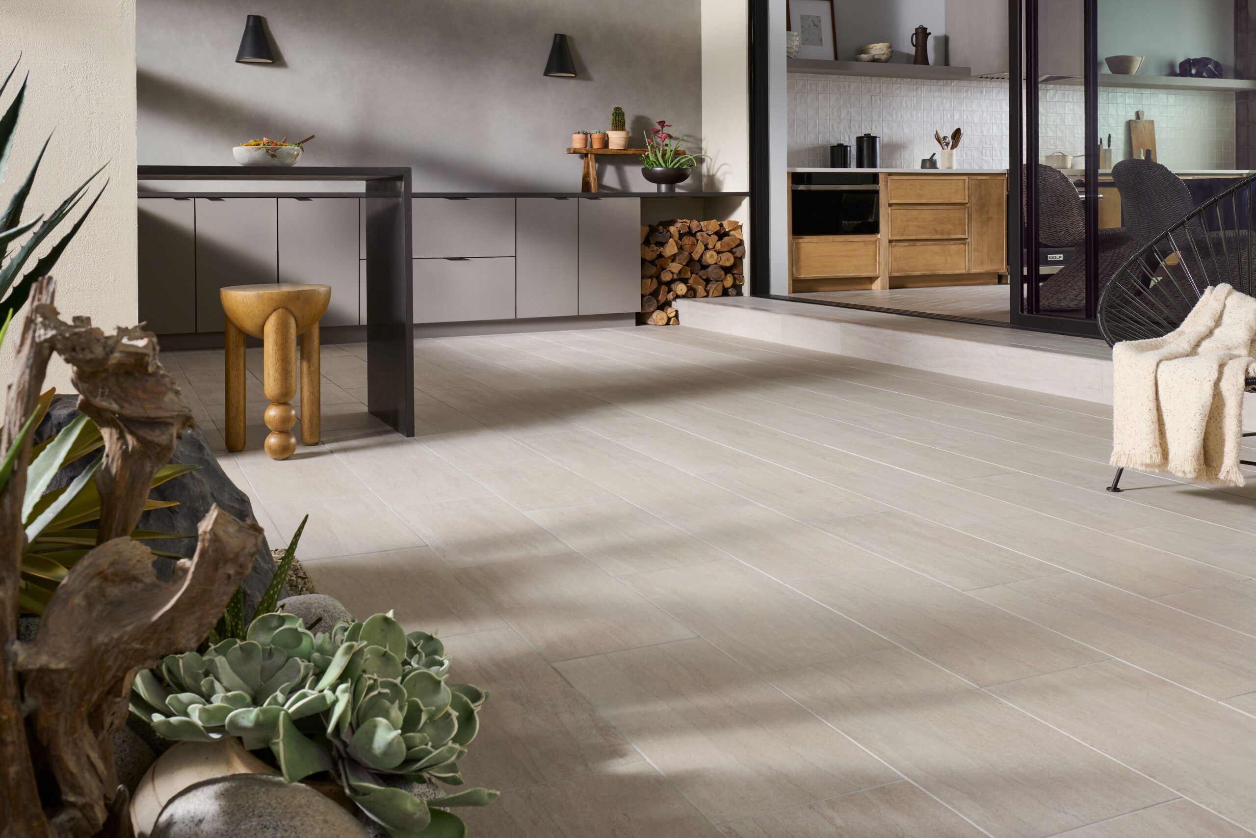 Portland Cliff porcelain tile indoor and outdoors