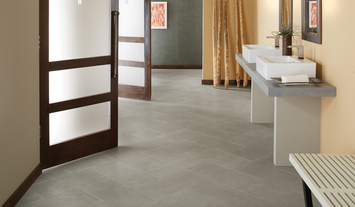 Gotham porcelain tile on floor of day spa