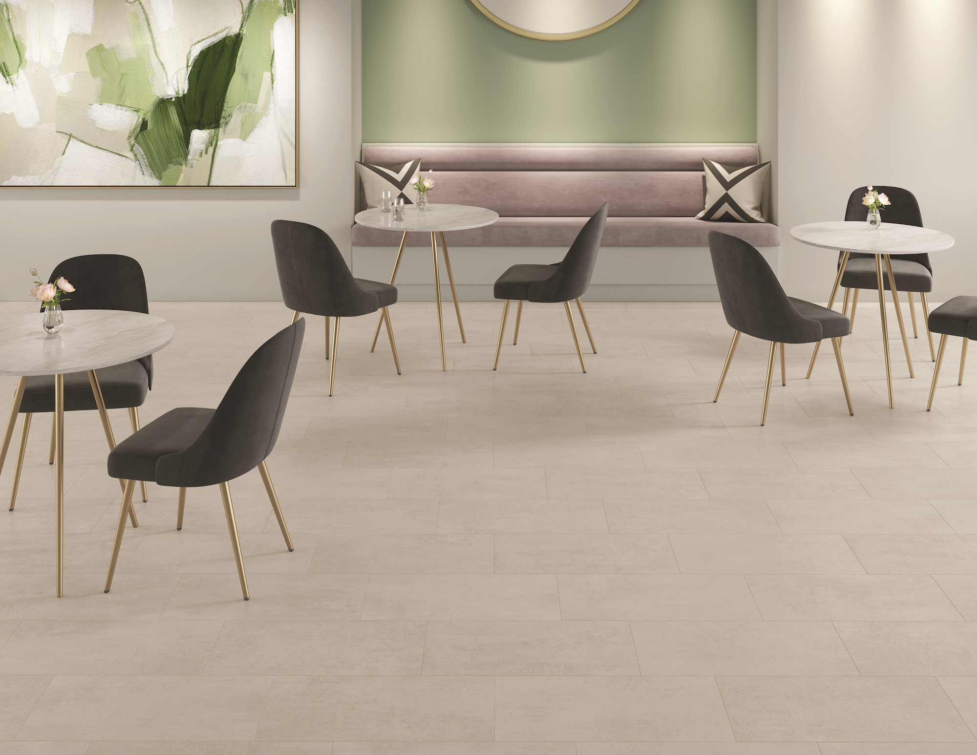 Access Point porcelain tile on floor of cafe