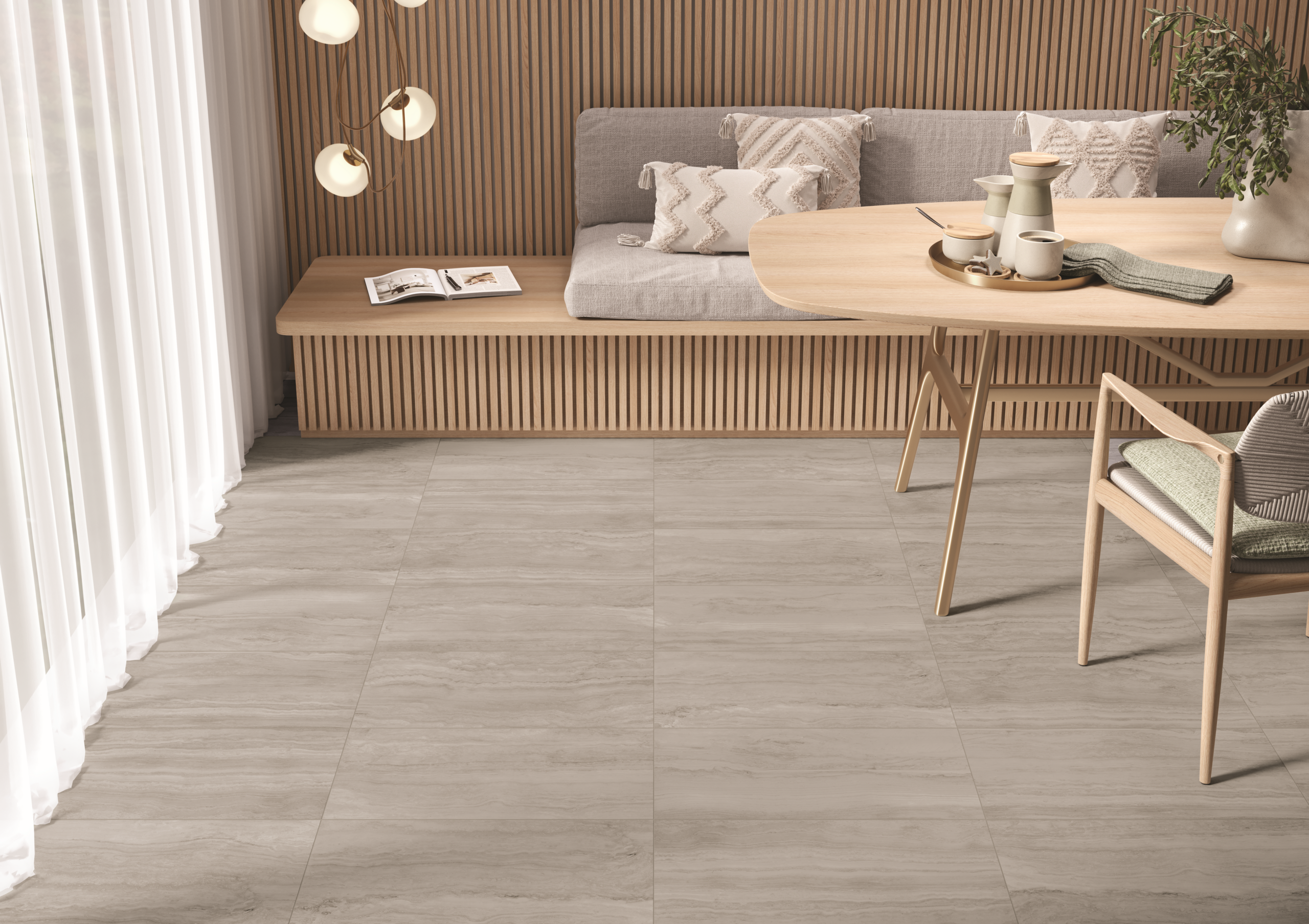 Restaurant with Access Point in travertine on floor