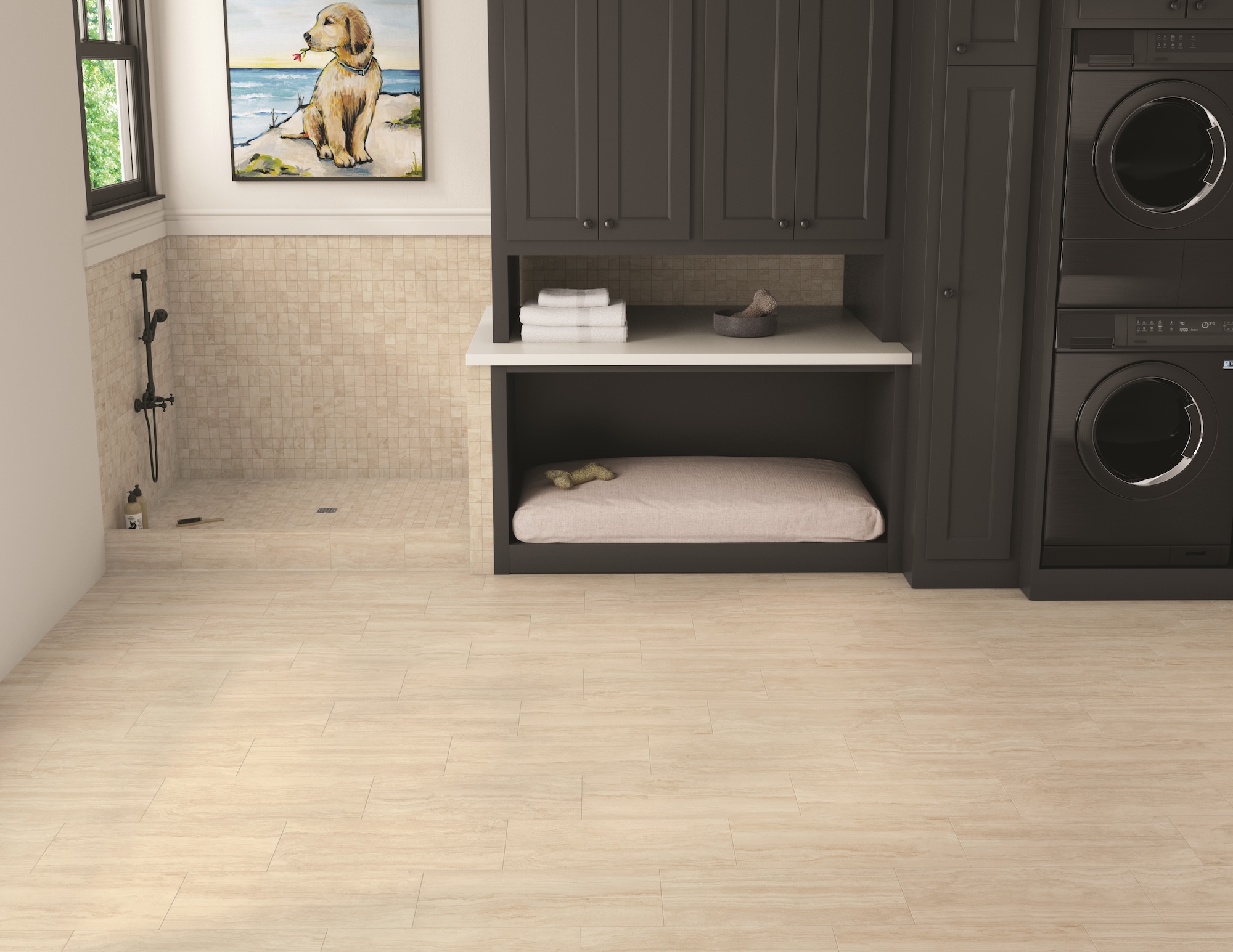 Access Point porcelain tile in Concrete Sand in dog wash floor (floors & Walls)