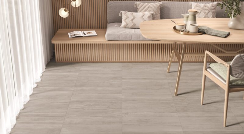 Restaurant/cafe with Access Point porcelain tile in Travertine Dove on floor